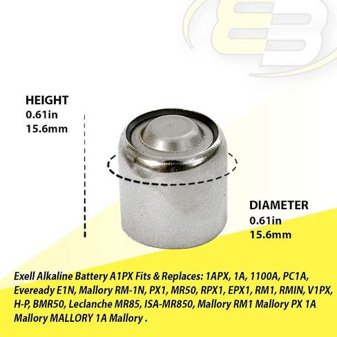 Exell Battery A1PX Battery Replaces Mallory BMR50 EPX1 H-P MR50 RM-1N RM1 in Saudi Arabia