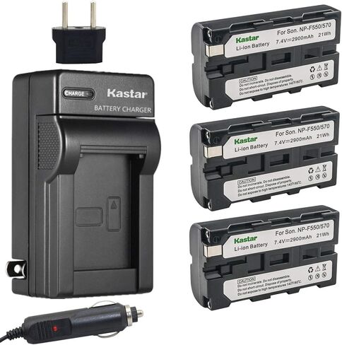 بطارية Kastar (3 عبوات) + شاحن لـ Sony NP-F570 NP-F550 NP-F530 NP-F330 و CCD-RV100 CCD-SC5 CCD-SC9 CCD-TR1 CCD-TR215 CCD-TR940 CMCord in Saudi Arabia