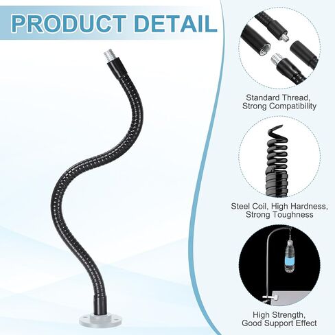 Patikil 3pcs 11.8 "Groenseck ، 1/4" ذكر إلى 3/8 "ذكور الخيط المعدني خراطيم عالمي مرن حامل أنبوب أنبوب حامل ميكروفون الهاتف الكاميرا ، الأسود in Saudi Arabia