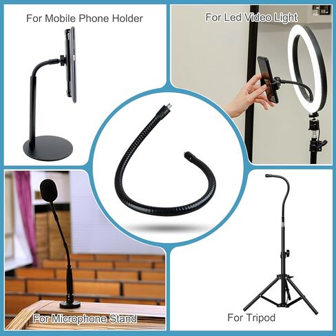 Patikil 3pcs 11.8 "Groenseck ، 1/4" ذكر إلى 3/8 "ذكور الخيط المعدني خراطيم عالمي مرن حامل أنبوب أنبوب حامل ميكروفون الهاتف الكاميرا ، الأسود in Saudi Arabia