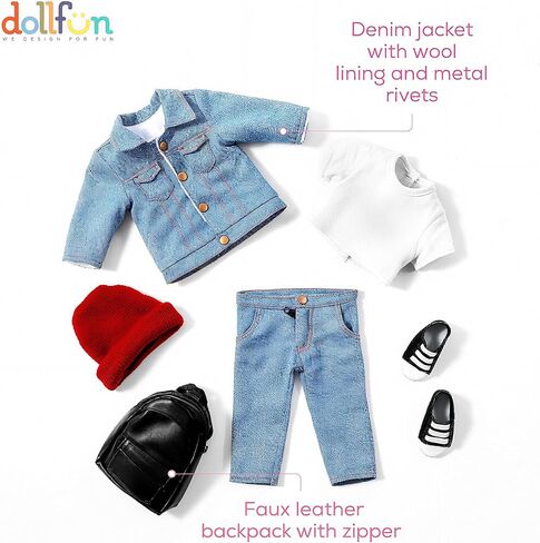 مجموعة دمى عصرية للفتيات من DOLLFUN World مقاس 45.72 سم كاتي (أستراليا) دمية أنيقة مع شعر للتصفيف والملابس والأحذية والإكسسوارات. شعر أشقر فضي وعيون زرقاء، قوقازي in Kuwait