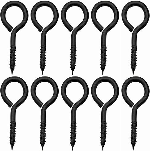 WANBAO 30 Pcs 2 inch Small Screw Eyes Metal Screw Hooks Ring Screws Fasteners Hardware Tools, Black in Kuwait