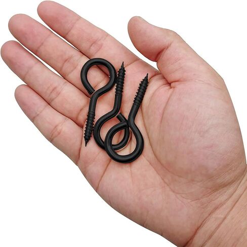 WANBAO 30 Pcs 2 inch Small Screw Eyes Metal Screw Hooks Ring Screws Fasteners Hardware Tools, Black in Kuwait