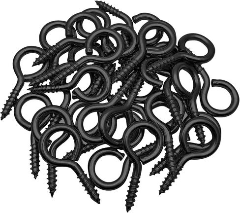 WANBAO 30 Pcs 2 inch Small Screw Eyes Metal Screw Hooks Ring Screws Fasteners Hardware Tools, Black in Kuwait