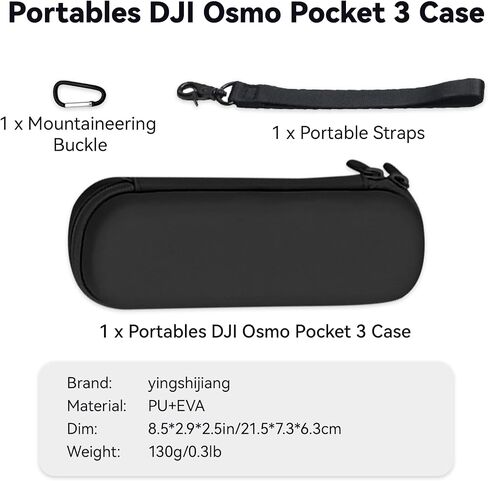 Portable Case for Osmo Pocket 3,DJI Osmo Pocket 3 Carrying Case,Threaded Handle & Cover - Compact Protective Storage Bag for DJI Pocket 3 Accessories (Black) in Saudi Arabia