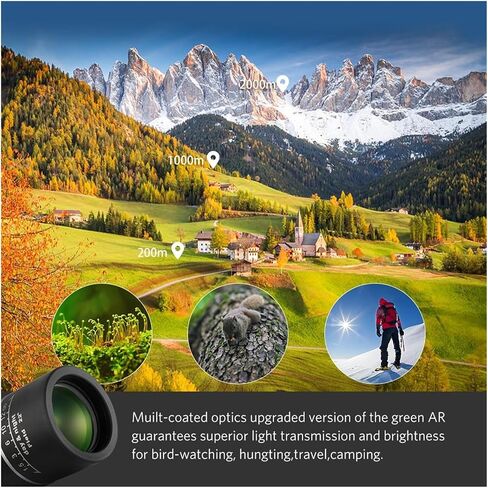 16x52 HD Monocular - التركيز المزدوج ، و 66/8000m البصريات تكبير التلسكوب مع PAK4 PRISM ، نطاق مضغوط للبالغين والأطفال ، مثالي للتخييم ، الصور الحادة in Saudi Arabia