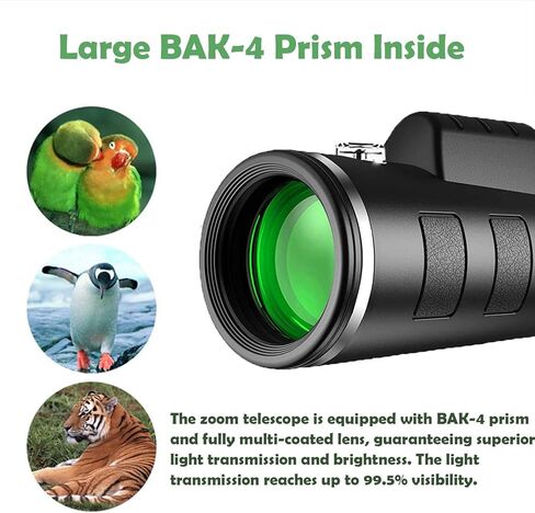 40x60 Zoom Monocular Telescope - Compact, High Power with Smartphone Holder & Tripod, BAK4 Prism, Waterproof in Saudi Arabia