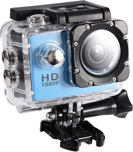 كاميرا Fosa Action Camera مقاومة للماء في الهواء الطلق مع علبة الإسكان المقاومة للماء ، وركوب الدراجات الرياضية Mini DV Camcorder في بطاريات قابلة للشحن مع مجموعات الملحقات المتصاعدة (الأزرق) in Kuwait