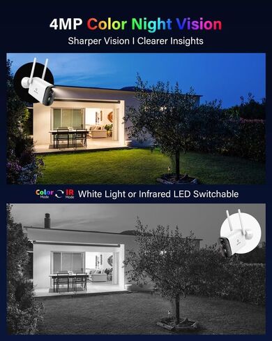الكاميرا اللاسلكية في الهواء الطلق Solar Solar Outdoor ، لوحة شمسية مع كاميرات أمان 4MP ، صوتية ثنائية الاتجاه ، الكشف البشري ، الأضواء ، الكشف عن القدير ، رؤية ليلية ملونة ، تخزين تصل إلى 128 جرام ، Alexa in Kuwait