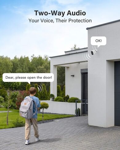 الكاميرا اللاسلكية في الهواء الطلق Solar Solar Outdoor ، لوحة شمسية مع كاميرات أمان 4MP ، صوتية ثنائية الاتجاه ، الكشف البشري ، الأضواء ، الكشف عن القدير ، رؤية ليلية ملونة ، تخزين تصل إلى 128 جرام ، Alexa in Kuwait