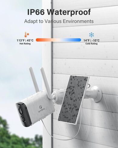الكاميرا اللاسلكية في الهواء الطلق Solar Solar Outdoor ، لوحة شمسية مع كاميرات أمان 4MP ، صوتية ثنائية الاتجاه ، الكشف البشري ، الأضواء ، الكشف عن القدير ، رؤية ليلية ملونة ، تخزين تصل إلى 128 جرام ، Alexa in Kuwait