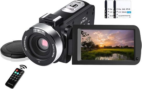 2.7K 48MP Video Camera Camcorder with LED Fill Light, 16X Digital Zoom Camera Recorder 3.0" LCD Screen Vlogging Camera for YouTube with Remote Control, 2 Batteries in Saudi Arabia