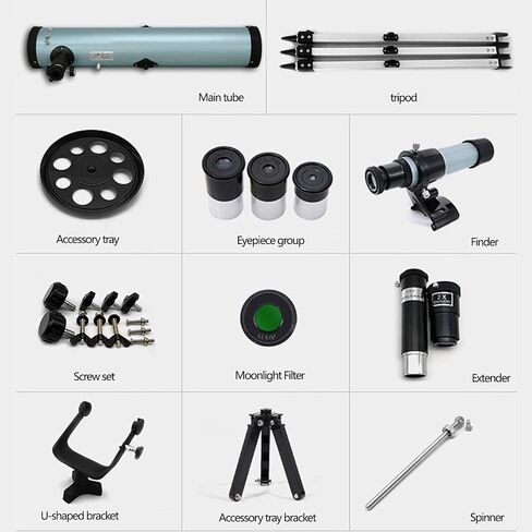 Professional Astronomical Telescope Monocular Hight Definition 350X Refractive Space Scope Refractor Telescopes for Adults Kids Children with Tripod & Finder Scope + 2Extender + Moon Filter+3 Eyepiece in Saudi Arabia