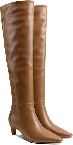 Lutalica W Women's Square Square Square في فصل الشتاء الشتاء عجل الراحة يرتدون ثوب كعب هريرة منخفضة فوق أحذية الركبة العالية in Kuwait