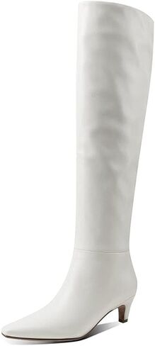 Lutalica W Women's Square Square Square في فصل الشتاء الشتاء عجل الراحة يرتدون ثوب كعب هريرة منخفضة فوق أحذية الركبة العالية in Kuwait