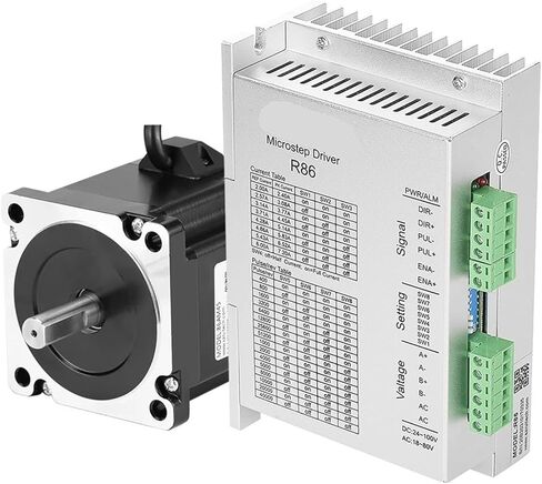 86mm NEMA34 Open Loop 2 Phase 3.5nm ~ 12n.M STEPPING STEPPER MOTION مع برنامج تشغيل محرك السهود R86 لآلات التحكم العددية المحوسبة (10NM R86 86AM100 KIT) in Kuwait