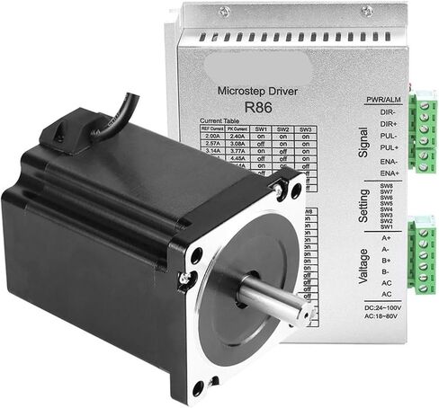 86mm NEMA34 Open Loop 2 Phase 3.5nm ~ 12n.M STEPPING STEPPER MOTION مع برنامج تشغيل محرك السهود R86 لآلات التحكم العددية المحوسبة (10NM R86 86AM100 KIT) in Kuwait
