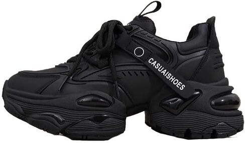 Women's Leather Fashion Sneakers - Casual Platform Sneakers, Straps, Autumn Women's Versatile Sneakers with Platform Sole, Increased Height in Saudi Arabia