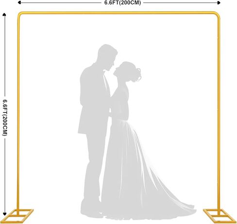 Gold Wedding Arch Backdrop Stand ، 6.6 قدم × 6.6 قدم مربع الخلفية المربعة للاحتفال حفلة عيد ميلاد حفل زفاف طفل دش الذكرى الديكور البالون Arbor Arbor in Kuwait