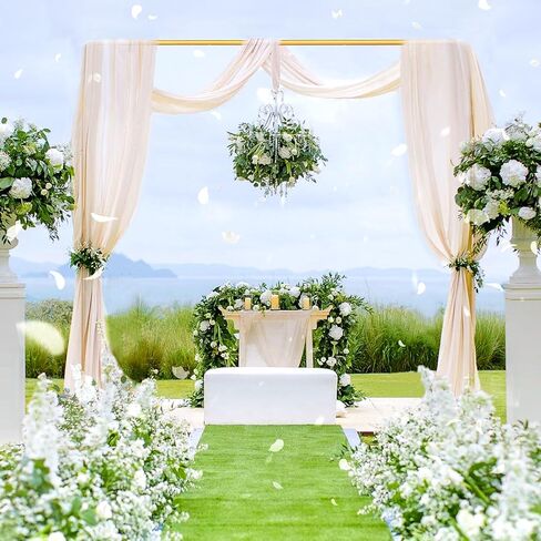 Gold Wedding Arch Backdrop Stand ، 6.6 قدم × 6.6 قدم مربع الخلفية المربعة للاحتفال حفلة عيد ميلاد حفل زفاف طفل دش الذكرى الديكور البالون Arbor Arbor in Kuwait
