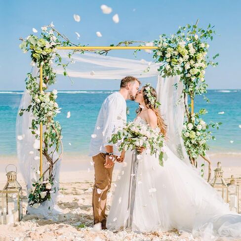Gold Wedding Arch Backdrop Stand ، 6.6 قدم × 6.6 قدم مربع الخلفية المربعة للاحتفال حفلة عيد ميلاد حفل زفاف طفل دش الذكرى الديكور البالون Arbor Arbor in Kuwait