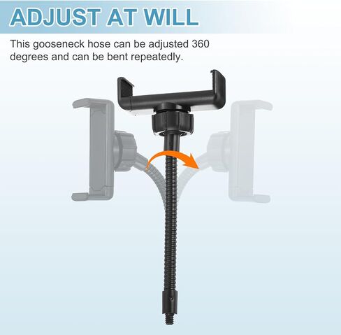 PATIKIL 2Pcs 15.7" Flexible Adjustable Gooseneck with Phone Clip, 1/4" Male Threaded Gooseneck Arm for Most Holder Threaded Adapter, Black in Saudi Arabia