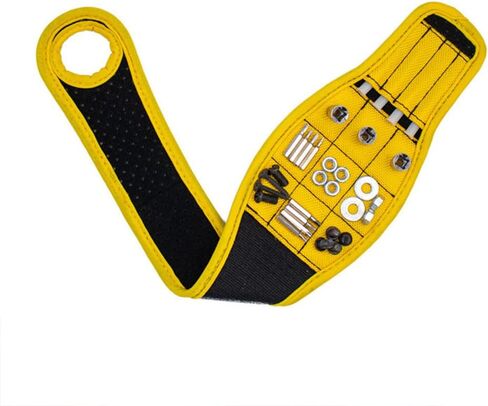 Tool Holding Magnetic Wristband - 16 Strong Magnets for Screws, Nails & Drill Bits (Yellow) in Saudi Arabia