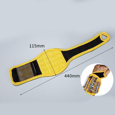 Tool Holding Magnetic Wristband - 16 Strong Magnets for Screws, Nails & Drill Bits (Yellow) in Saudi Arabia