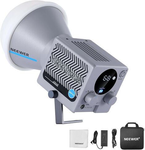 Neewer HS60B ضوء الفيديو المحمول ، مصباح Mini LED COB STUDIO مع التحكم في التطبيق 60W الإضاءة المستمرة ، 2700K-6500K 0-100 ٪ PWM Dimming ، CRI97+، 12 مشاهد ، تنظيف قطعة قماش لتسجيل فيديو التصوير الفوتوغرافي in Saudi Arabia
