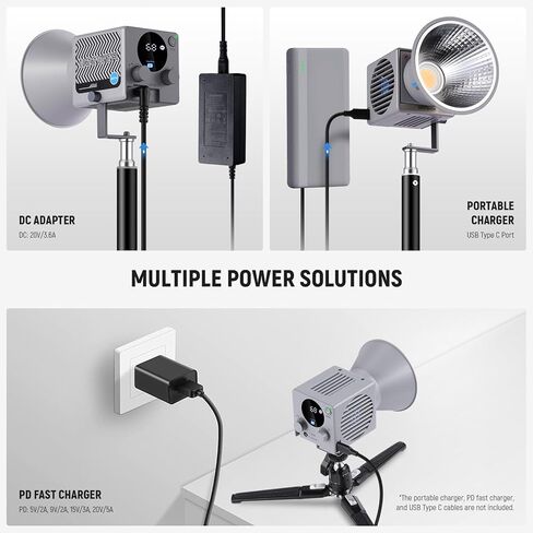 Neewer HS60B ضوء الفيديو المحمول ، مصباح Mini LED COB STUDIO مع التحكم في التطبيق 60W الإضاءة المستمرة ، 2700K-6500K 0-100 ٪ PWM Dimming ، CRI97+، 12 مشاهد ، تنظيف قطعة قماش لتسجيل فيديو التصوير الفوتوغرافي in Saudi Arabia