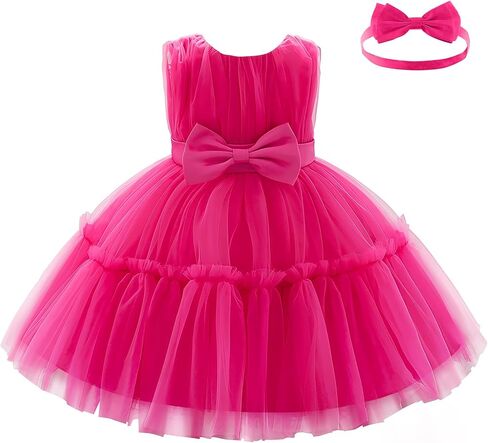 Kidinix Baby Flower Girl Dress Toddler Ruffle Bowknot with headloy prom pageant pageant wedding birdty dress erces in Kuwait