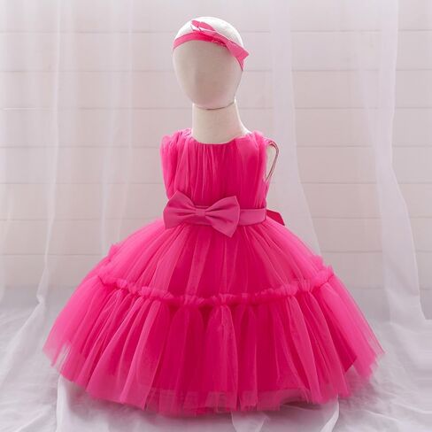 Kidinix Baby Flower Girl Dress Toddler Ruffle Bowknot with headloy prom pageant pageant wedding birdty dress erces in Kuwait