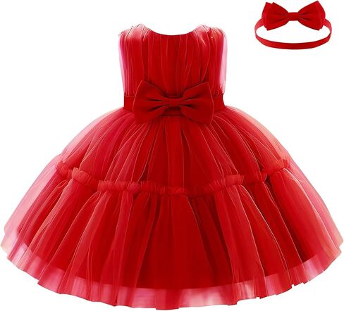 Kidinix Baby Flower Girl Dress Toddler Ruffle Bowknot with headloy prom pageant pageant wedding birdty dress erces in Kuwait