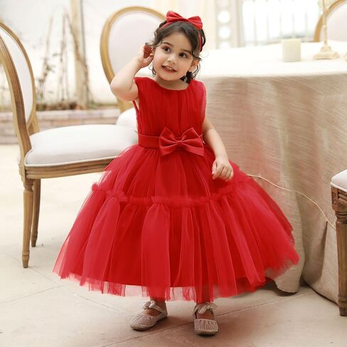 Kidinix Baby Flower Girl Dress Toddler Ruffle Bowknot with headloy prom pageant pageant wedding birdty dress erces in Kuwait