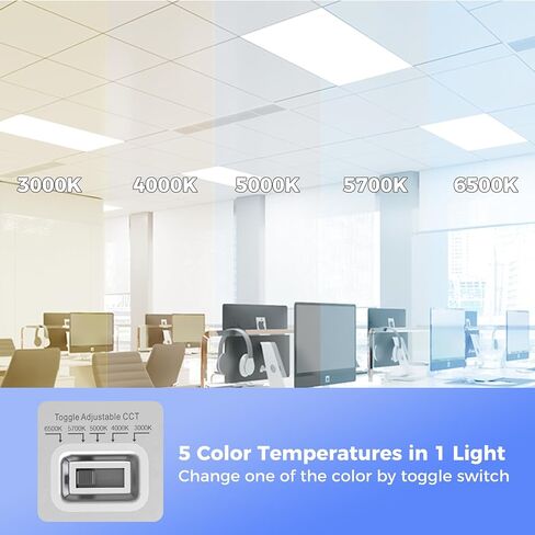 36 Pack 2x4 LED Flat Panel Light, Bright 9100LM Flush Mount Office Kitchen Ceiling Light Fixtures,Dimmable,Selectable 5 CCT 3000K/4000K/5000K/5700K/6500K, 5 Wattages 30W/40W/50W/60W/70W in Saudi Arabia