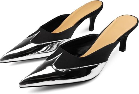 مدببة أعقاب هريرة من Womens Slingback مدببة ببغال كعب مغلق على أحذية مضخات فستان الزفاف عاريات in Kuwait