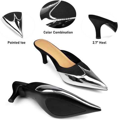 مدببة أعقاب هريرة من Womens Slingback مدببة ببغال كعب مغلق على أحذية مضخات فستان الزفاف عاريات in Kuwait