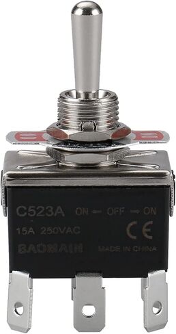 Baomain تبديل التبديل SPDT ON / OFF / ON 3 موقف 250VAC 15A 1/2 "C513A تصاعد ثقب تبويب الطرفية 1/4" العرض in Kuwait