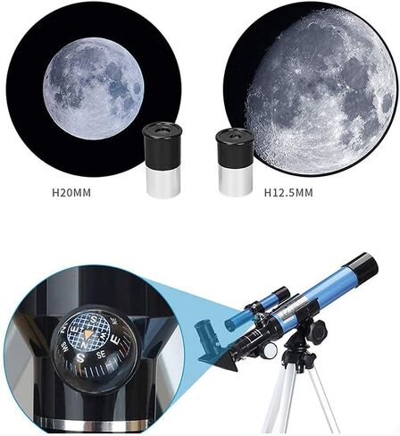 High Power HD Kids Telescope for Adults Astronomy Beginners 40mm Aperture 400mm Focal Length Mount Astronomical Refracting Telescope Fully-Coated Glass Optics Blue in Saudi Arabia