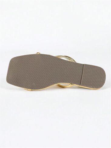 مربع Gorglitter للسيدات المفتوح إصبع القدم Flip Flops Strappy Thong Thong Sandal in Kuwait