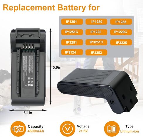 XBATR640US استبدال البطارية المتوافقة مع Shark IP1251 ، IP1250 ، IP1255 ، IP1251C ، IP1220 ، IP1220C ، IP3251 ، IP3251C ، IP3225 ، IP3124 ، IP3252 4600MAH in Kuwait