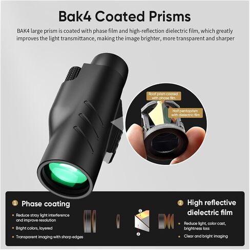 Tamping Telescope 10x50 Monocular Monocular مع محول الهاتف الذكي - Bak4 Prism Scope لمشاهدة الطيور والمشي لمسافات طويلة in Saudi Arabia