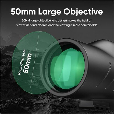 Tamping Telescope 10x50 Monocular Monocular مع محول الهاتف الذكي - Bak4 Prism Scope لمشاهدة الطيور والمشي لمسافات طويلة in Saudi Arabia