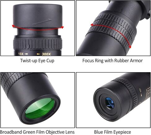 10-300X40mm BAK4 Prism Monocular Telescope with Tripod Holder - Perfect for Bird Watching, Camping, and Hiking in Saudi Arabia