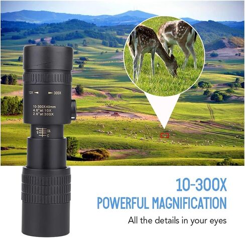 10-300X40mm BAK4 Prism Monocular Telescope with Tripod Holder - Perfect for Bird Watching, Camping, and Hiking in Saudi Arabia