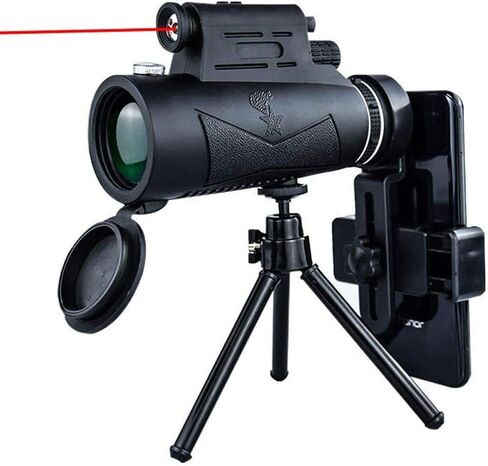 12x50 Monocular Telescope with LED Light & Smartphone Adapter - BAK4 Prism Lens, Tripod Included for Bird Watching in Saudi Arabia