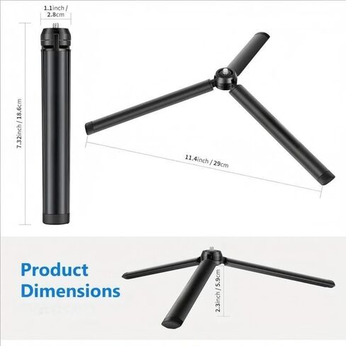 Metal Mini Tripod, Compact Desktop Tabletop Stand with Gimbal Handle Grip, Stable and Durable, Compatible with All Cameras, Perfect for Vlogging, Photography, and Video Recording in Saudi Arabia