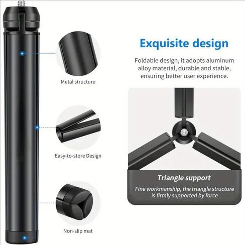 Metal Mini Tripod, Compact Desktop Tabletop Stand with Gimbal Handle Grip, Stable and Durable, Compatible with All Cameras, Perfect for Vlogging, Photography, and Video Recording in Saudi Arabia