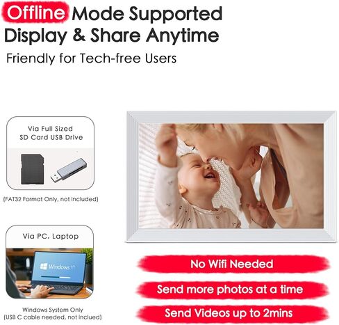 2 أجهزة كمبيوتر من إطار الصورة الرقمية ، Frameo 15.6 بوصة إطار صورة رقمي كبير wifi ، 1920 * 1080 IPS in Kuwait