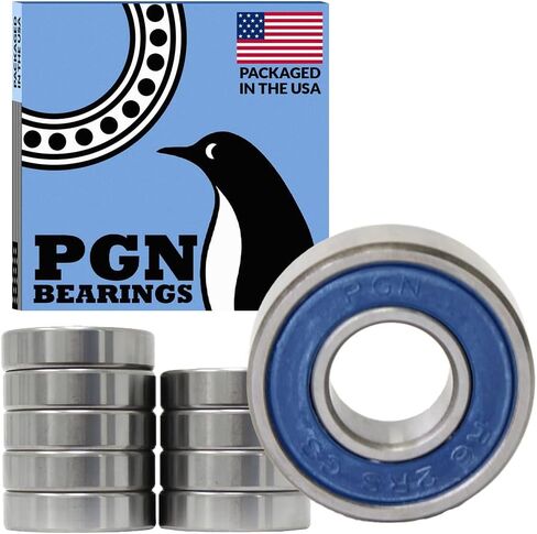PGN (10 Pack) R6-2RS Bearing - Lubricated Chrome Steel Sealed Ball Bearing - 3/8"x7/8"x9/32" Bearings with Rubber Seal & High RPM Support in Saudi Arabia